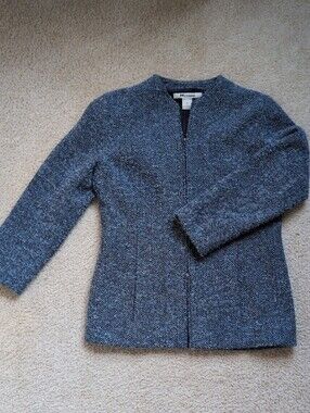 Women's Blue Herringbone Pea Coat - Vintage Nygard Collection